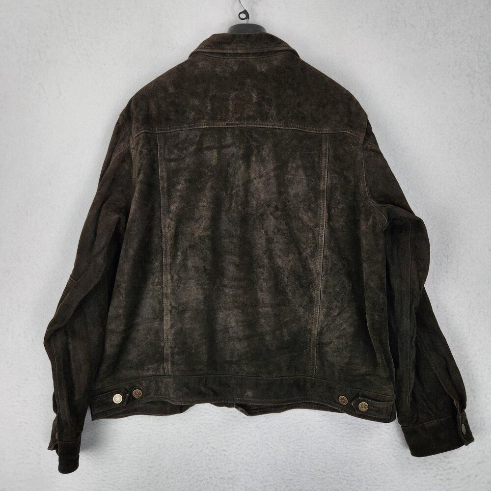 Eddie Bauer Jacket Mens XL Brown Seattle Suede Leather Washable Button Front - Picture 13 of 14